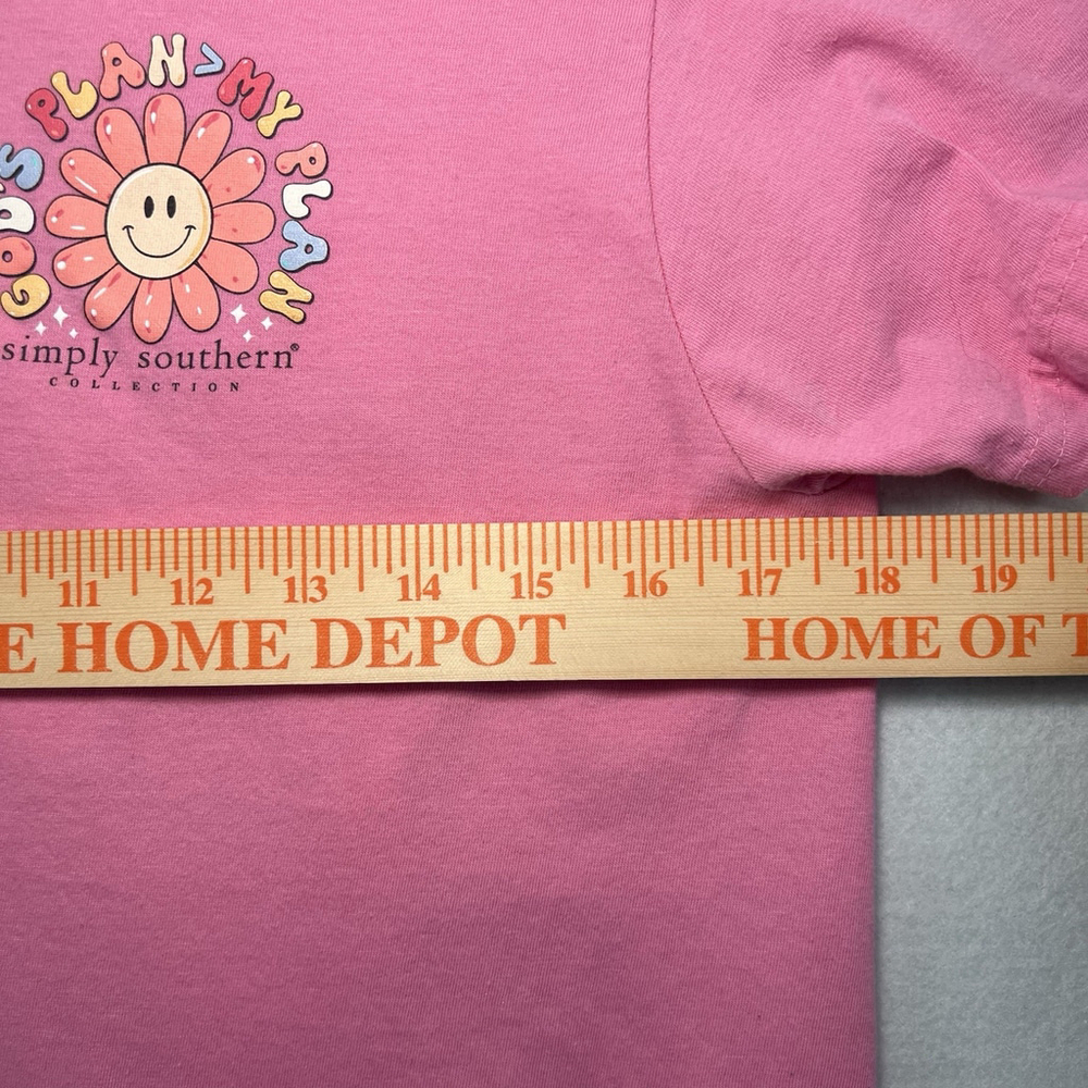 Simply Southern Short Sleeve T Shirt God’s Plan My Plan Pink Woman’s Small - Picture 13 of 14